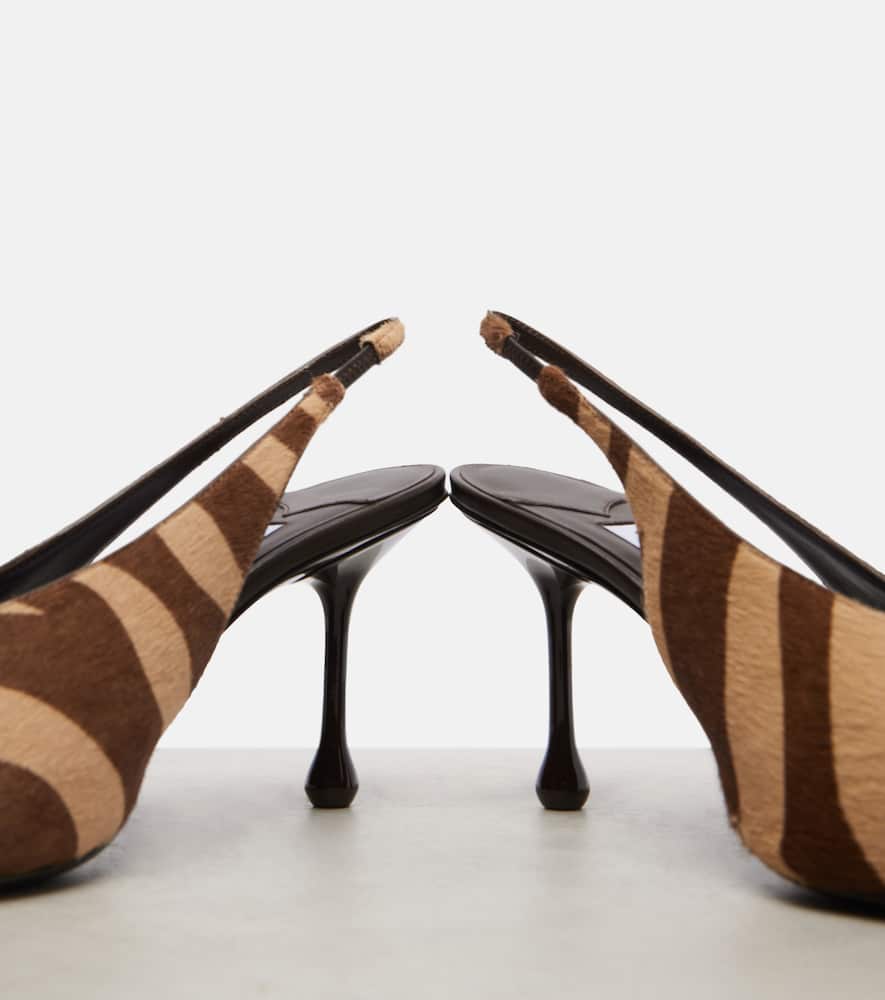 Jimmy Choo Isa 80 Calf Hair Slingback Pumps In Brown