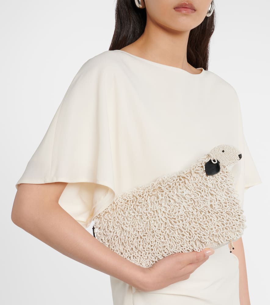 Staud Dolly Beaded Clutch In White