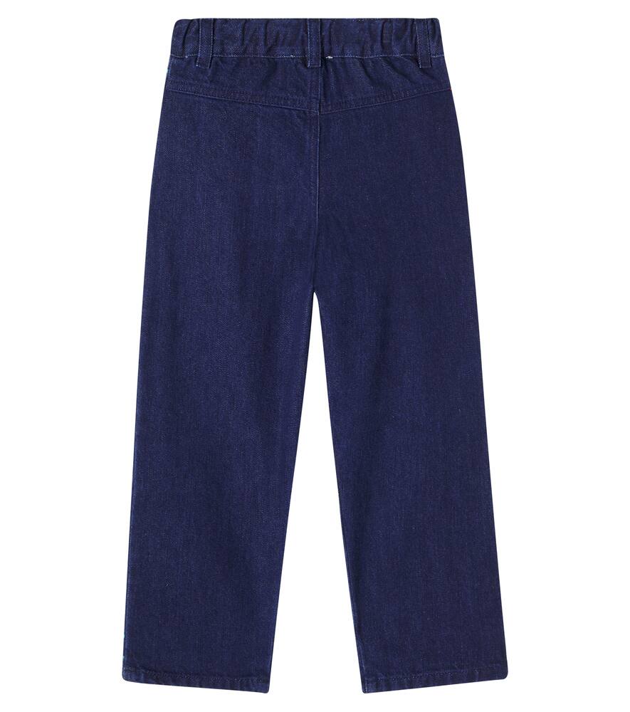 Bebe Organic Tate Embroidered Wide-leg Jeans In Blue