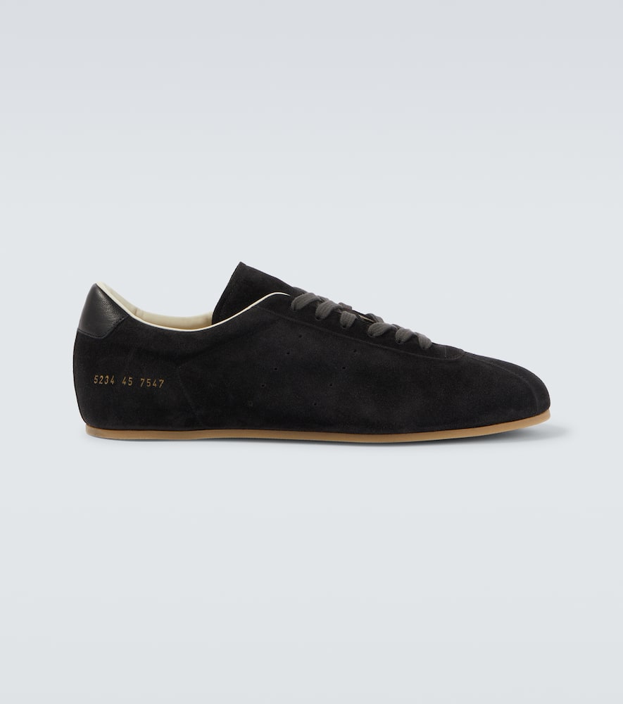 Common Projects Driving Lo Profile Leather-trimmed Suede Sneakers In Black