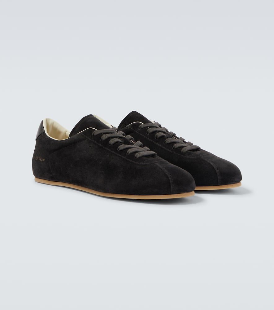 Common Projects Driving Lo Profile Leather-trimmed Suede Sneakers In Black