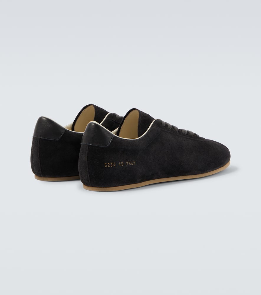 Common Projects Driving Lo Profile Leather-trimmed Suede Sneakers In Black