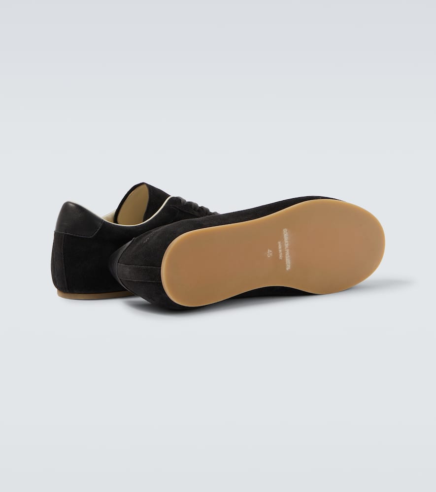 Common Projects Driving Lo Profile Leather-trimmed Suede Sneakers In Black