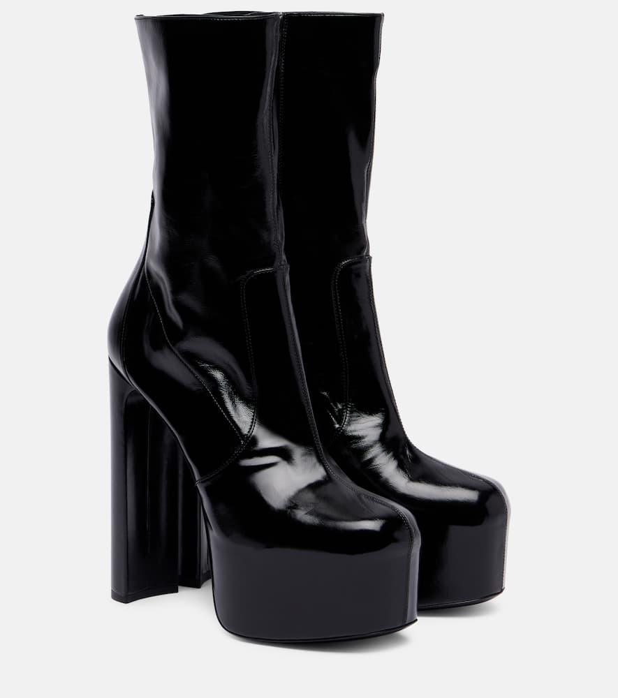 Saint Laurent Billy 95 Leather Platform Ankle Boots In Black