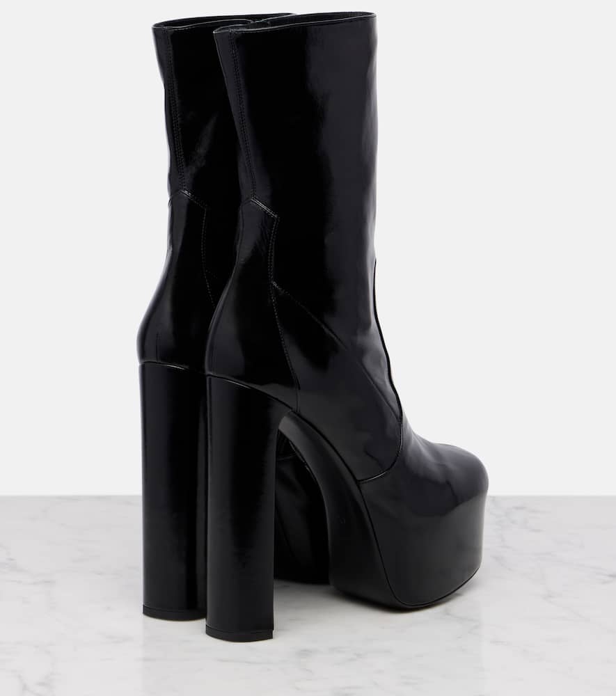 Saint Laurent Billy 95 Leather Platform Ankle Boots In Black