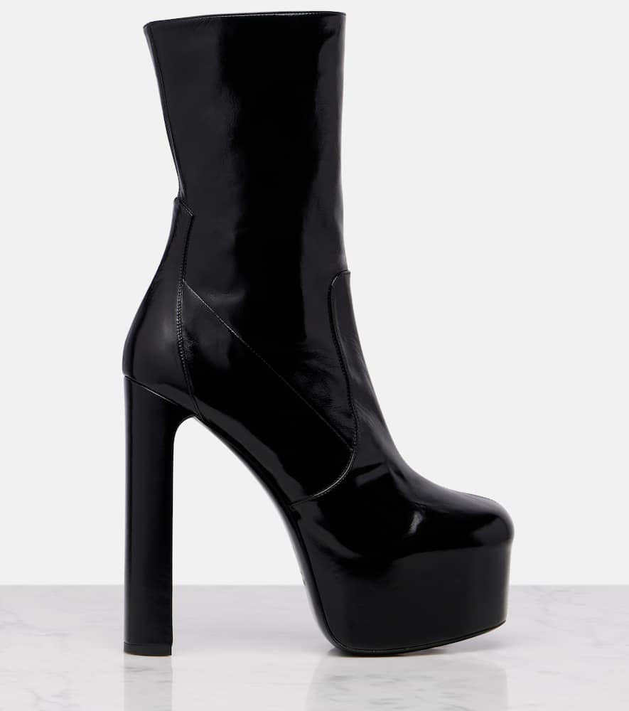 Saint Laurent Billy 95 Leather Platform Ankle Boots In Black