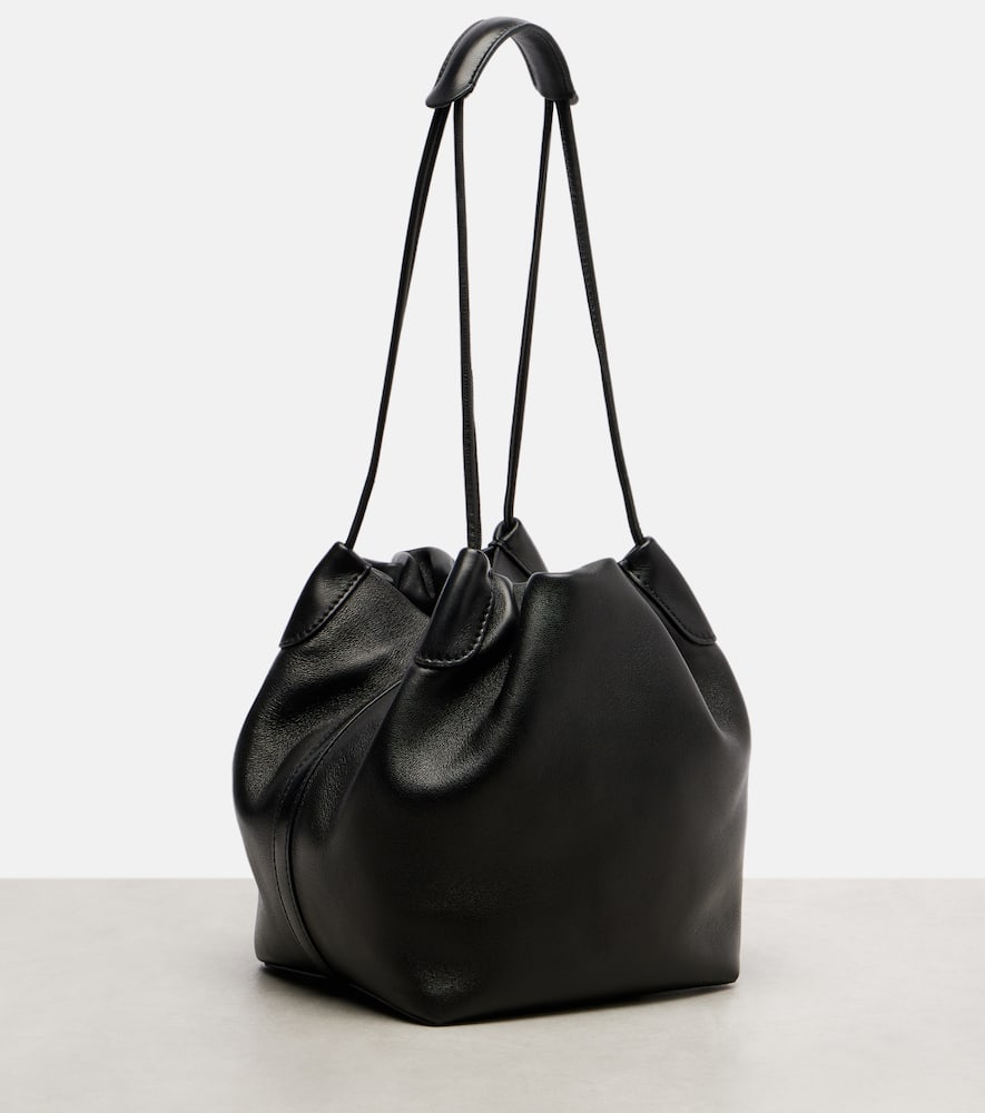 Loro Piana Bale Softy Small Leather Bucket Bag In Black