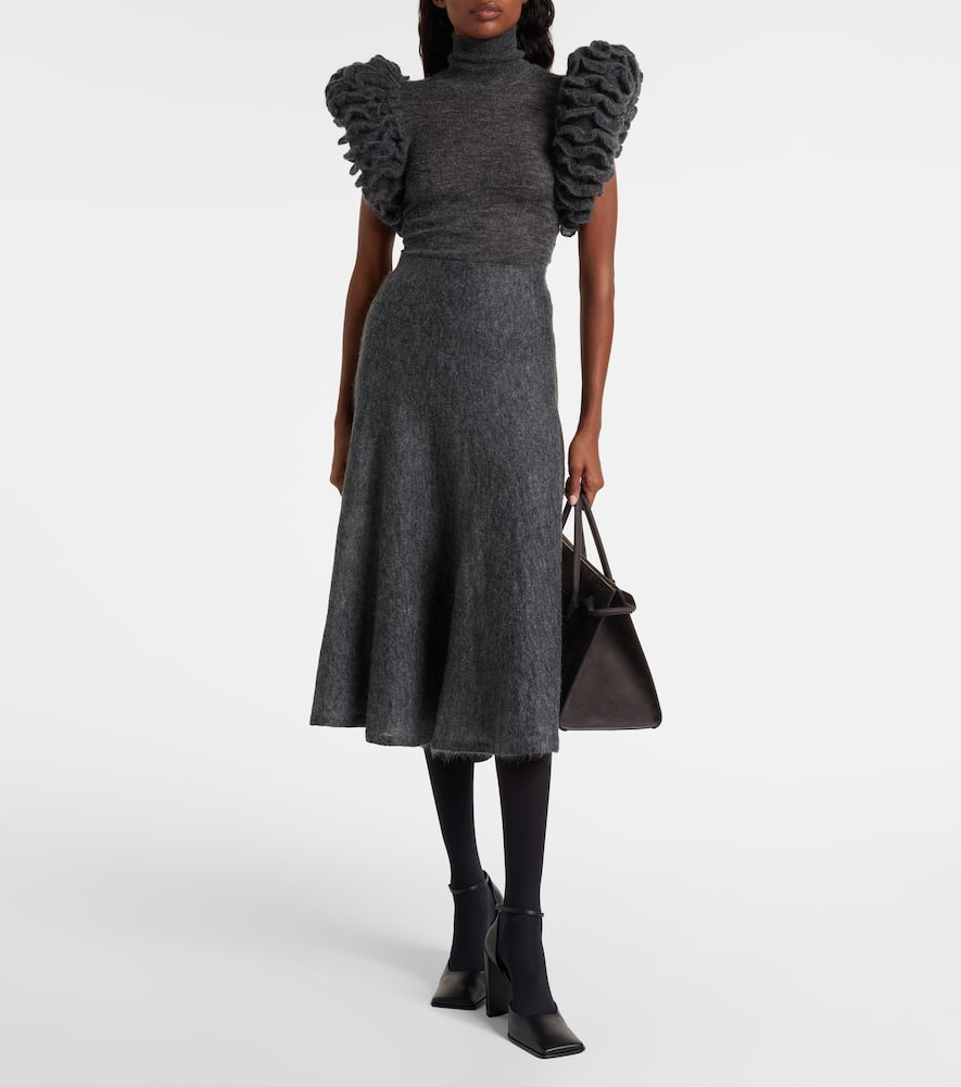 Alaïa Mohair And Wool-blend Midi Skirt In Gray