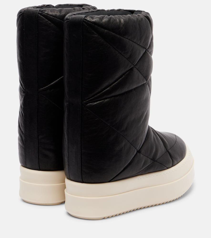 Rick Owens Quilted Platform Boots Round Toe In Black