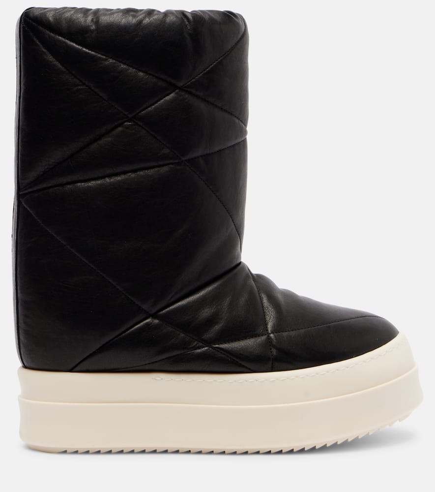 Rick Owens Quilted Platform Boots Round Toe In Black