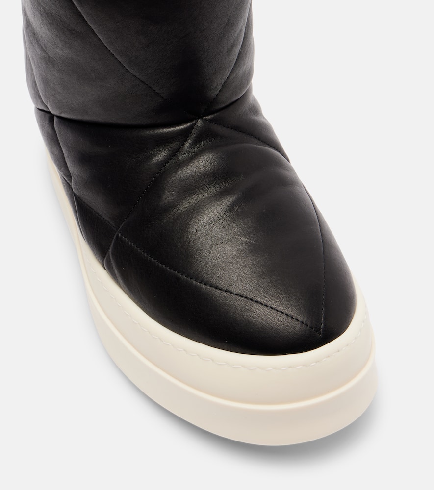 Rick Owens Quilted Platform Boots Round Toe In Black