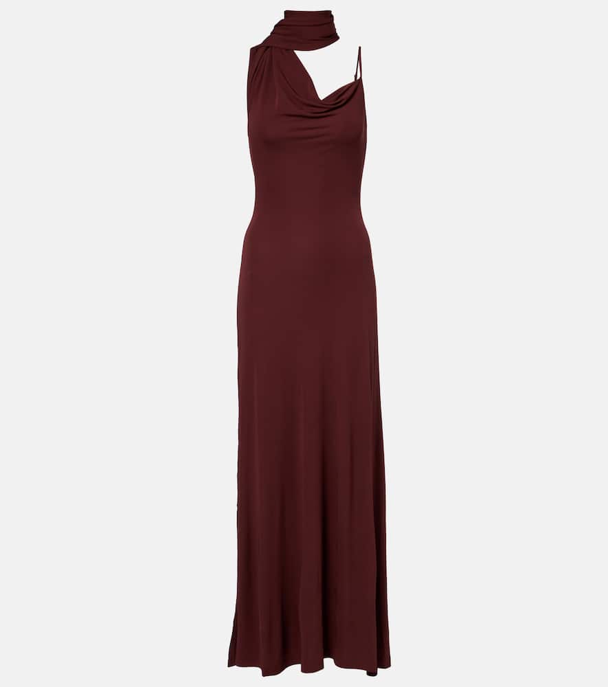 Aya Muse Wisp Draped Stretch-jersey Maxi Dress In Brown