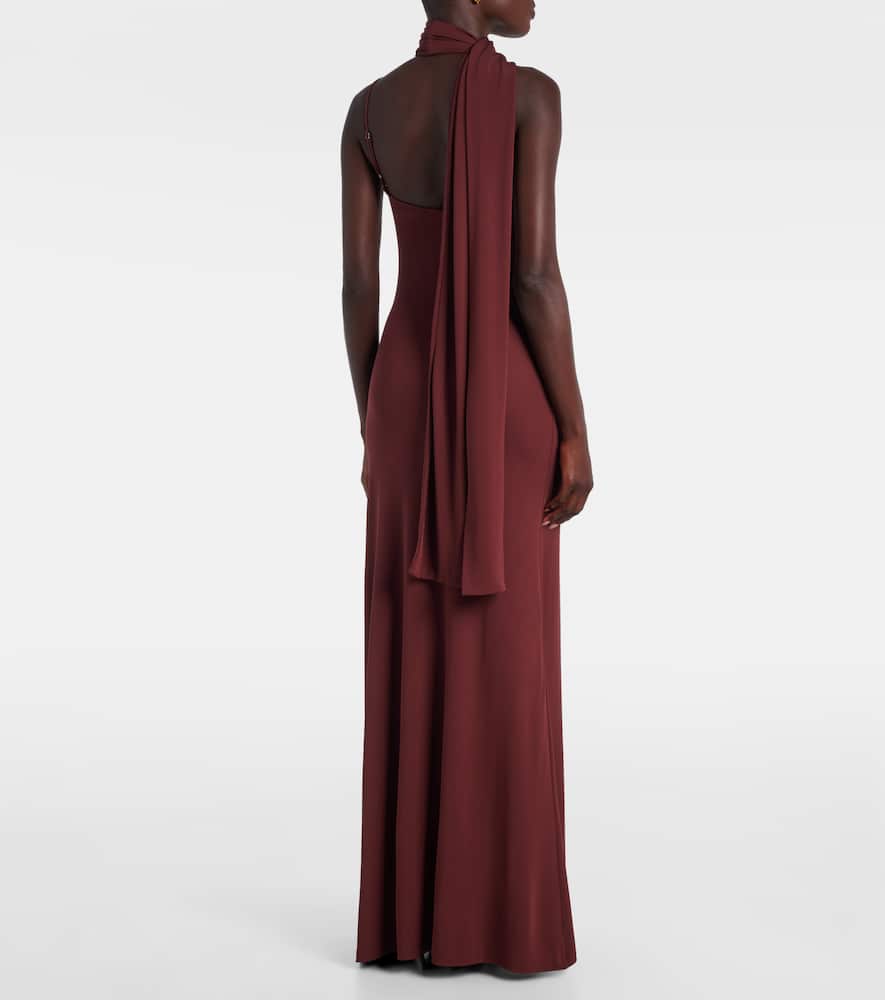 Aya Muse Wisp Draped Stretch-jersey Maxi Dress In Brown