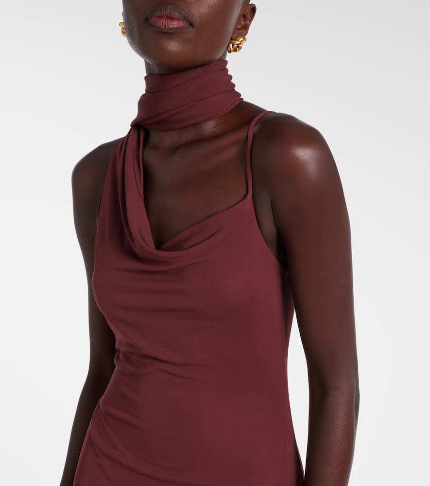 Aya Muse Wisp Draped Stretch-jersey Maxi Dress In Brown