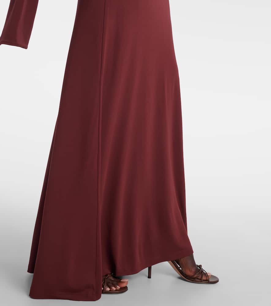 Aya Muse Wisp Draped Stretch-jersey Maxi Dress In Brown