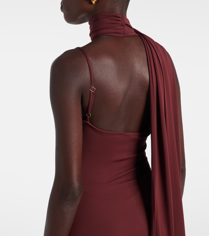 Aya Muse Wisp Draped Stretch-jersey Maxi Dress In Brown