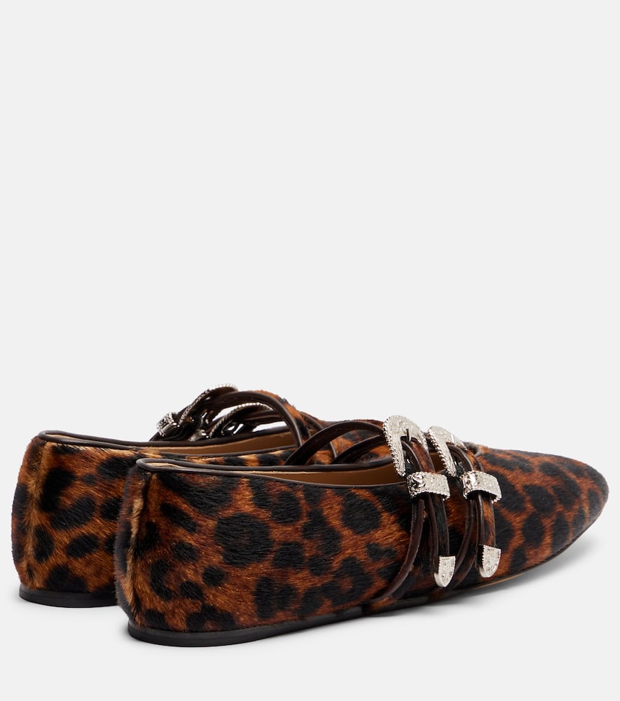 Le Monde Beryl Claudia Calf Hair Mary Jane Flats In Animal Print