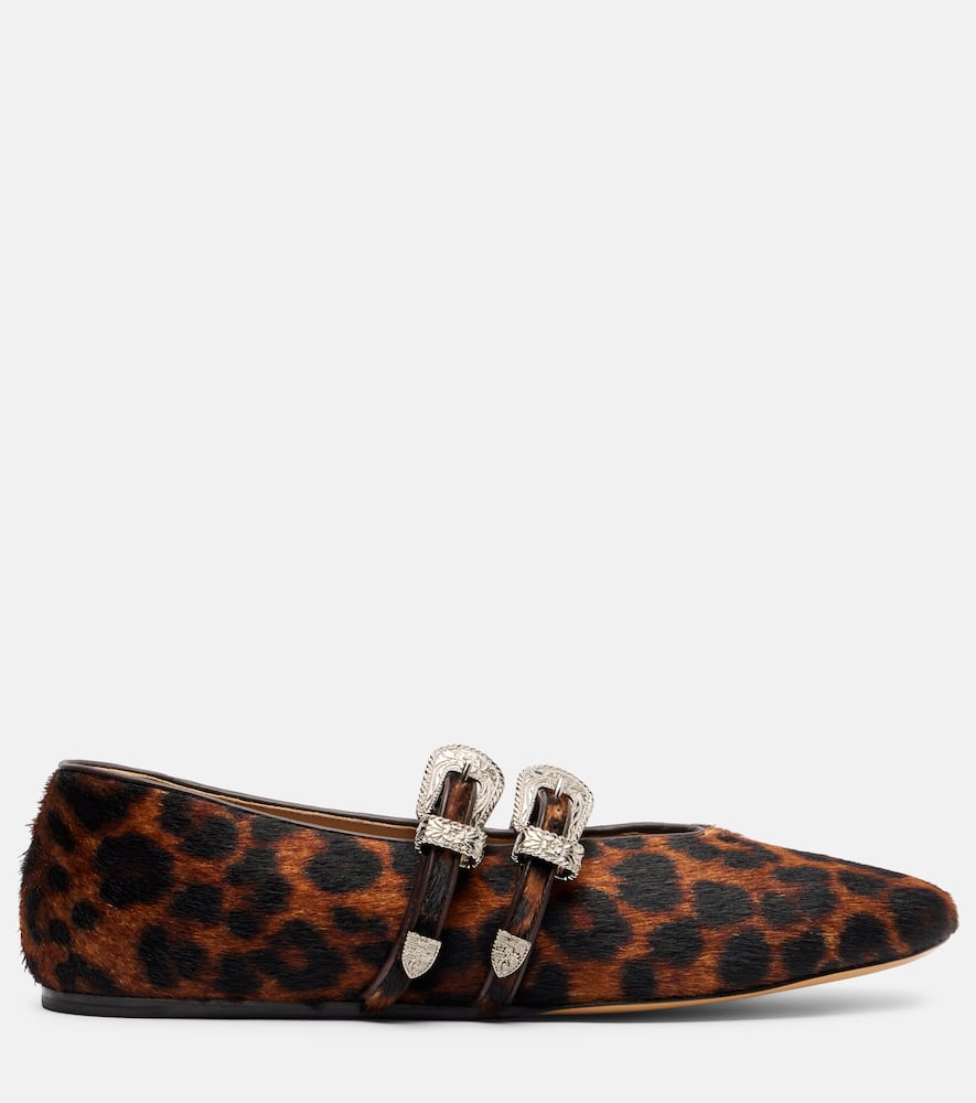 Le Monde Beryl Claudia Calf Hair Mary Jane Flats In Animal Print