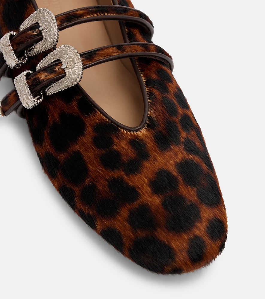 Le Monde Beryl Claudia Calf Hair Mary Jane Flats In Animal Print