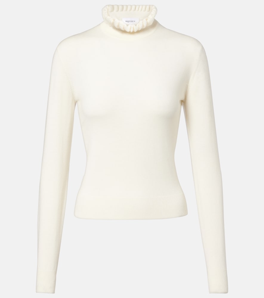 McQueen Scalloped wool-blend sweater