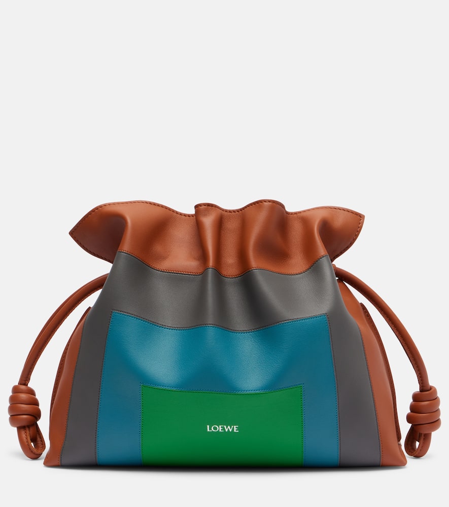 Loewe Flamenco Square Leather Clutch In Multi