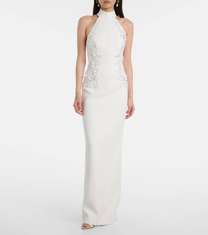 Rebecca Vallance Bridal Xanthe Floral-appliqué Gown In White