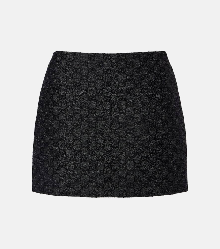 Gucci Gg Wool-blend Miniskirt In Black