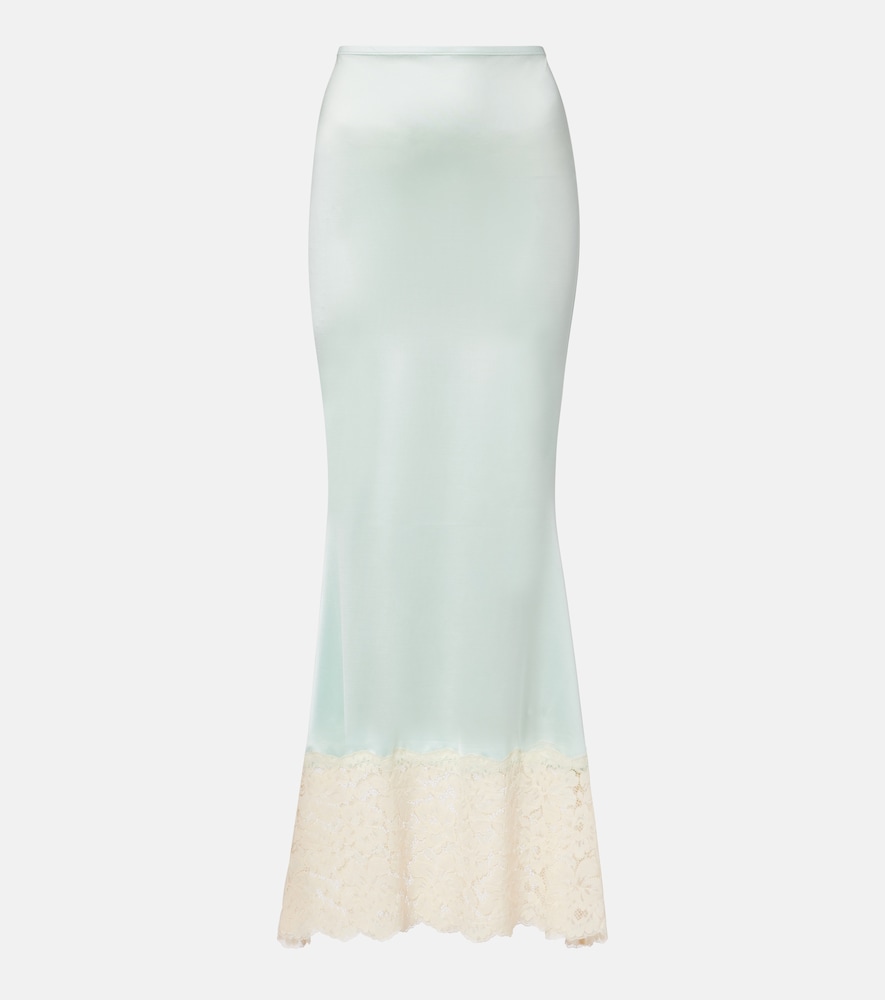Montce Natalia lace-trimmed satin slip skirt