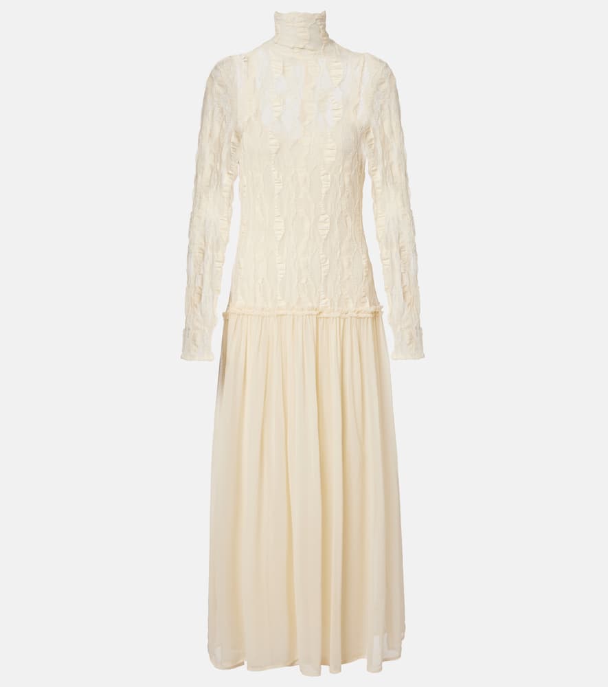 Ulla Johnson Sybil Lace And Chiffon Maxi Dress In White