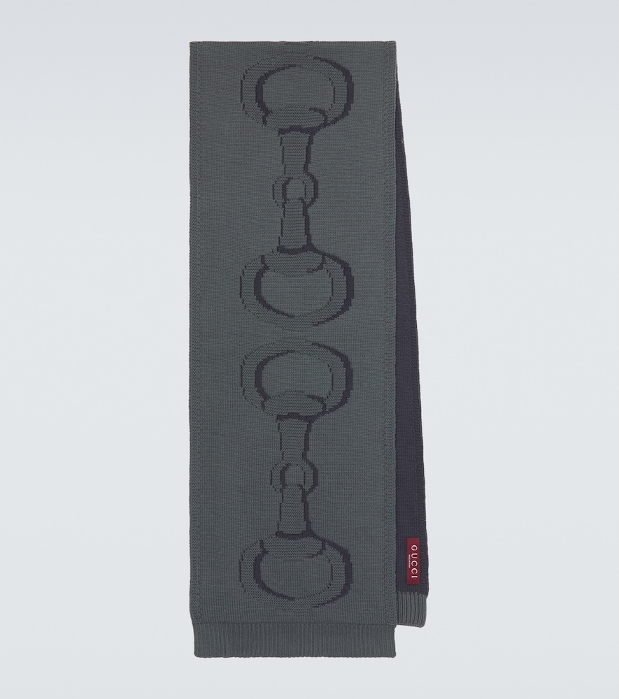 Gucci Men's Grey Horsebit Wool Scarf