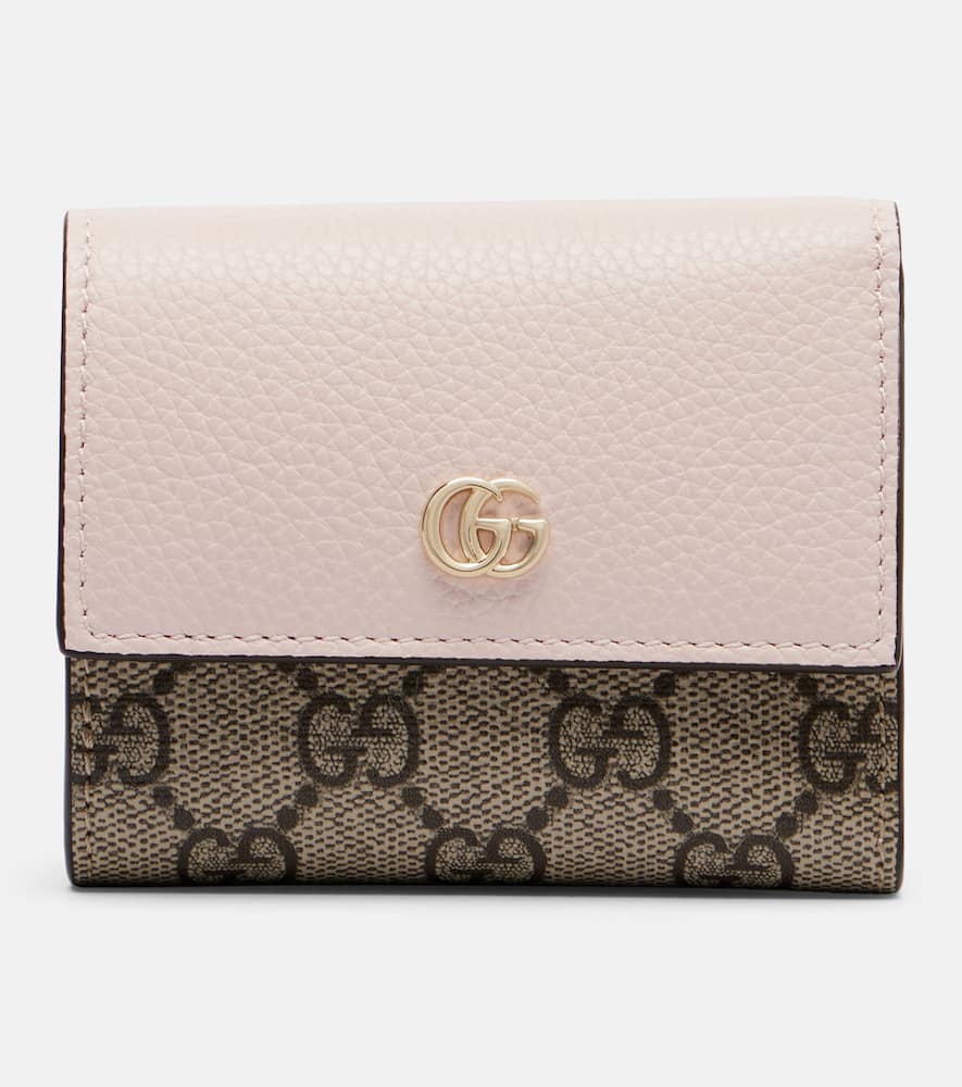 Gucci Gg Marmont Mini Leather-trimmed Wallet In Pink