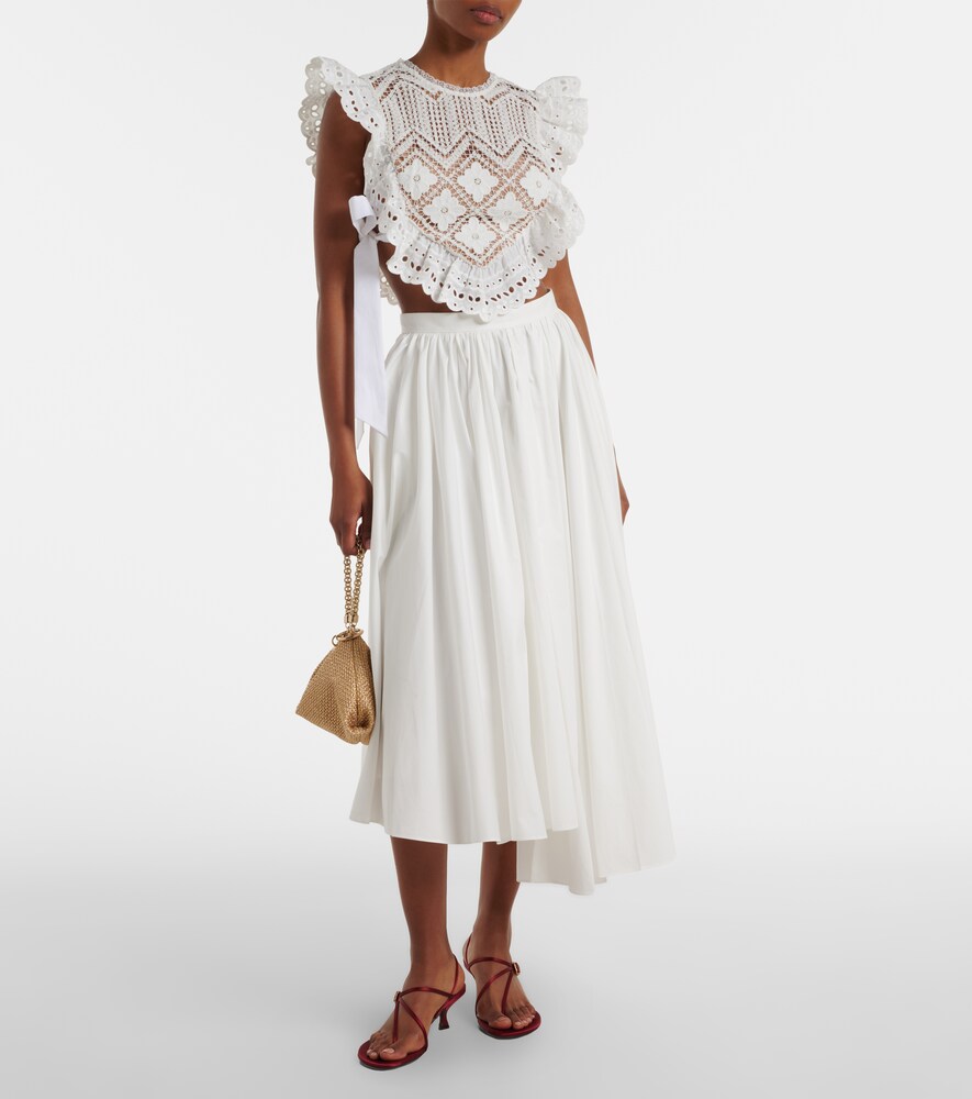  Self-portrait Self-portrait Crochet Ruffled Crop Top 