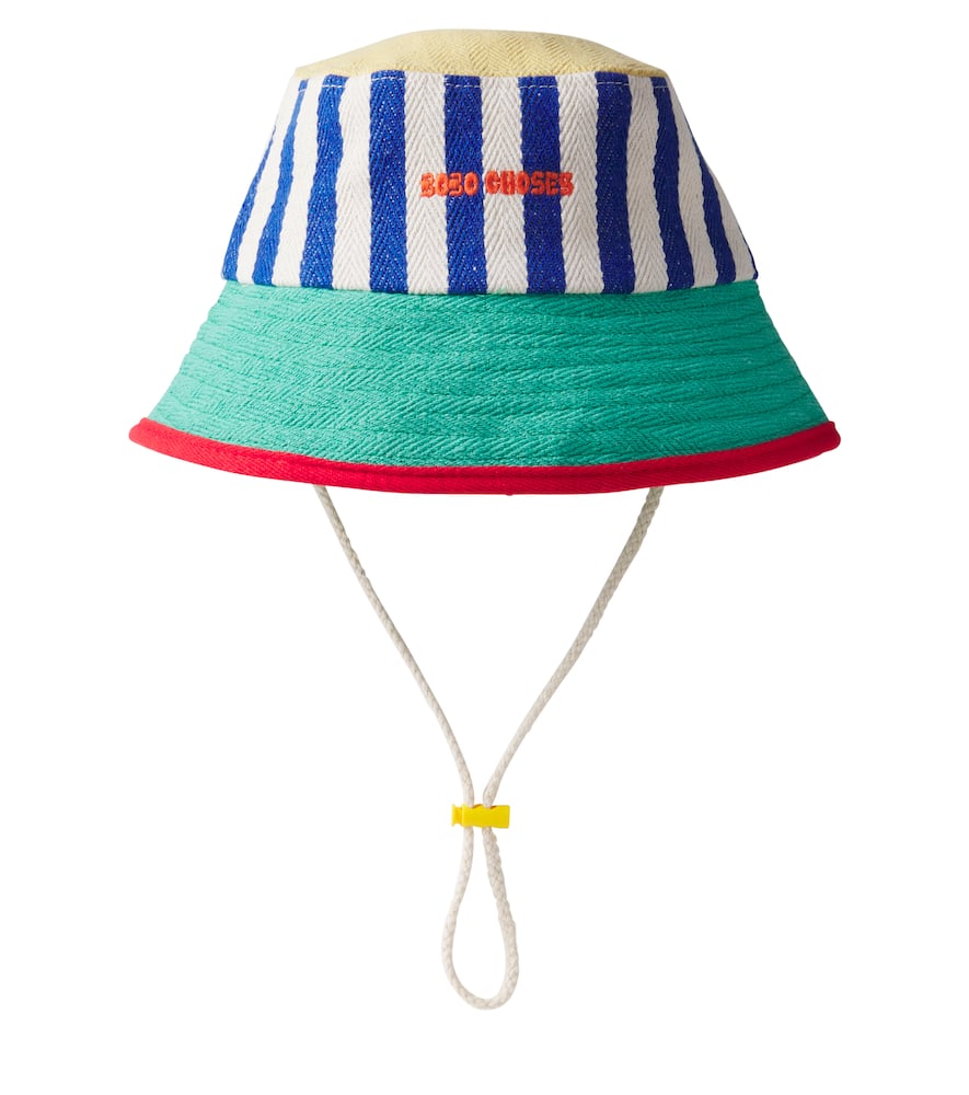 Bobo Choses Kids' Striped Cotton Bucket Hat In Blue