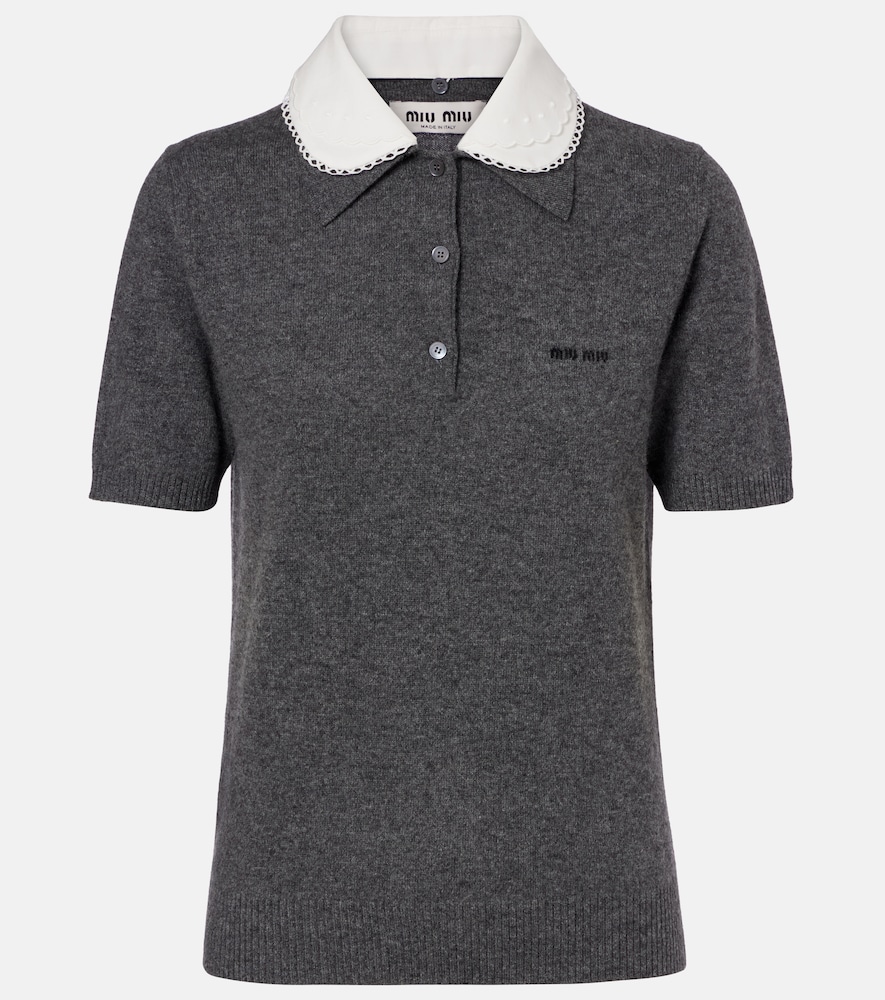 Miu Miu Logo cashmere polo sweater