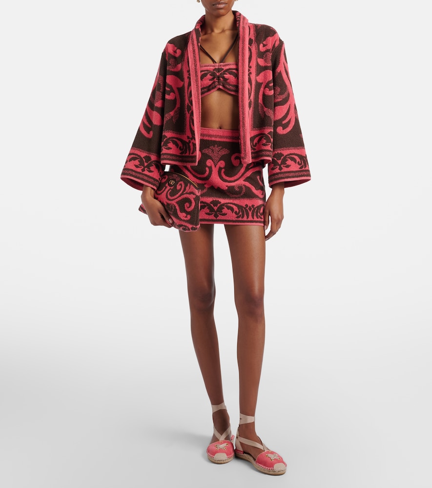  Valentino Valentino Cotton Terry Jacquard Bra Top 