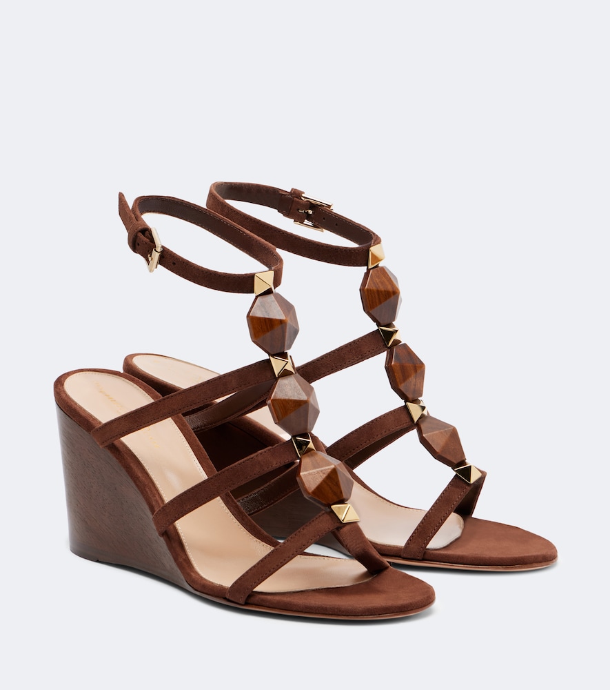 Wedge-Sandalen aus Veloursleder