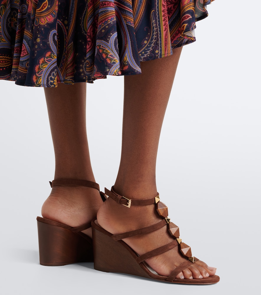 Studded Suede Wedge Sandals