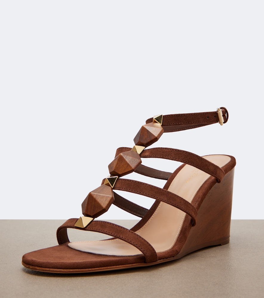 Studded Suede Wedge Sandals