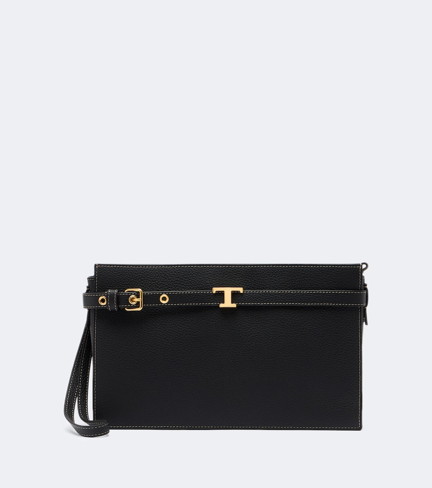 Clutch T Signature Small aus Leder