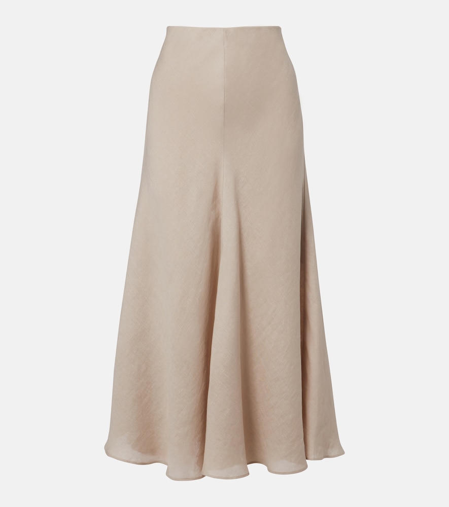 Brunello Cucinelli Women's Beige Linen Midi Skirt UK Size 18 - Mytheresa