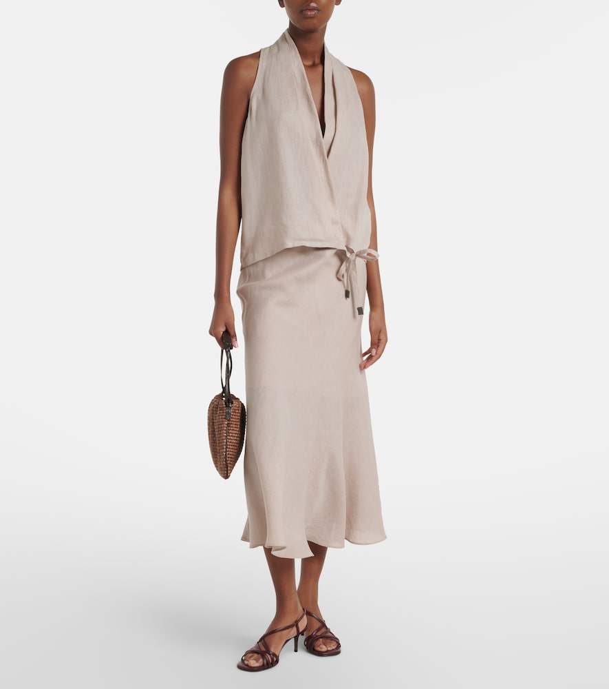 Brunello Cucinelli Brunello Cucinelli Linen Midi Skirt 
