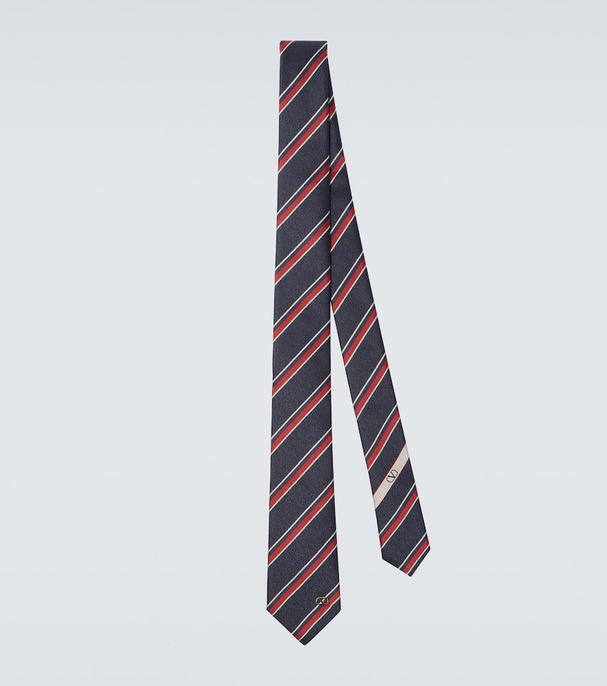 Valentino Garavani VLogo striped silk twill jacquard tie