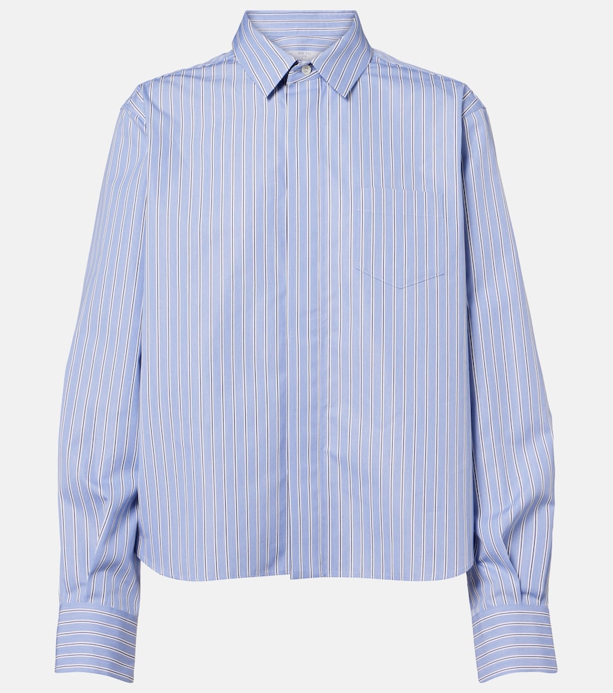 Sacai Women's Blue Striped Cotton-Blend Poplin Shirt UK Size 14 - Mytheresa