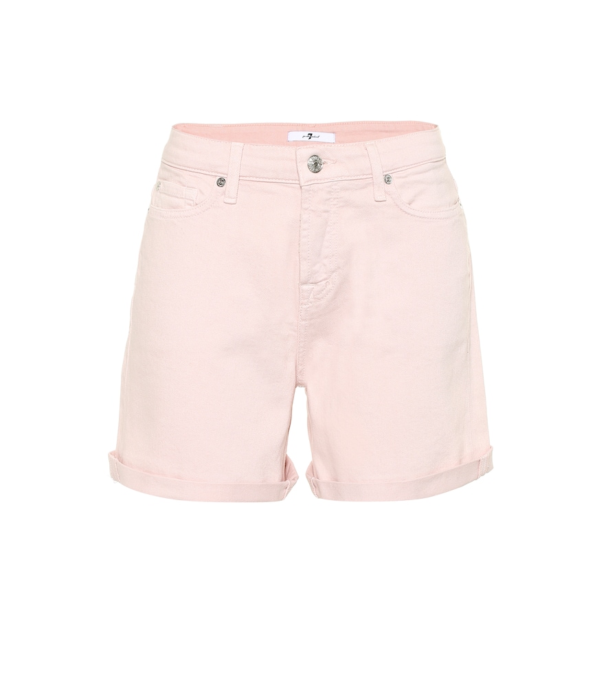 Click to view more detailed imagery on our partner's website 7 For All Mankind Boy Shorts High-rise Denim Shorts In Pink