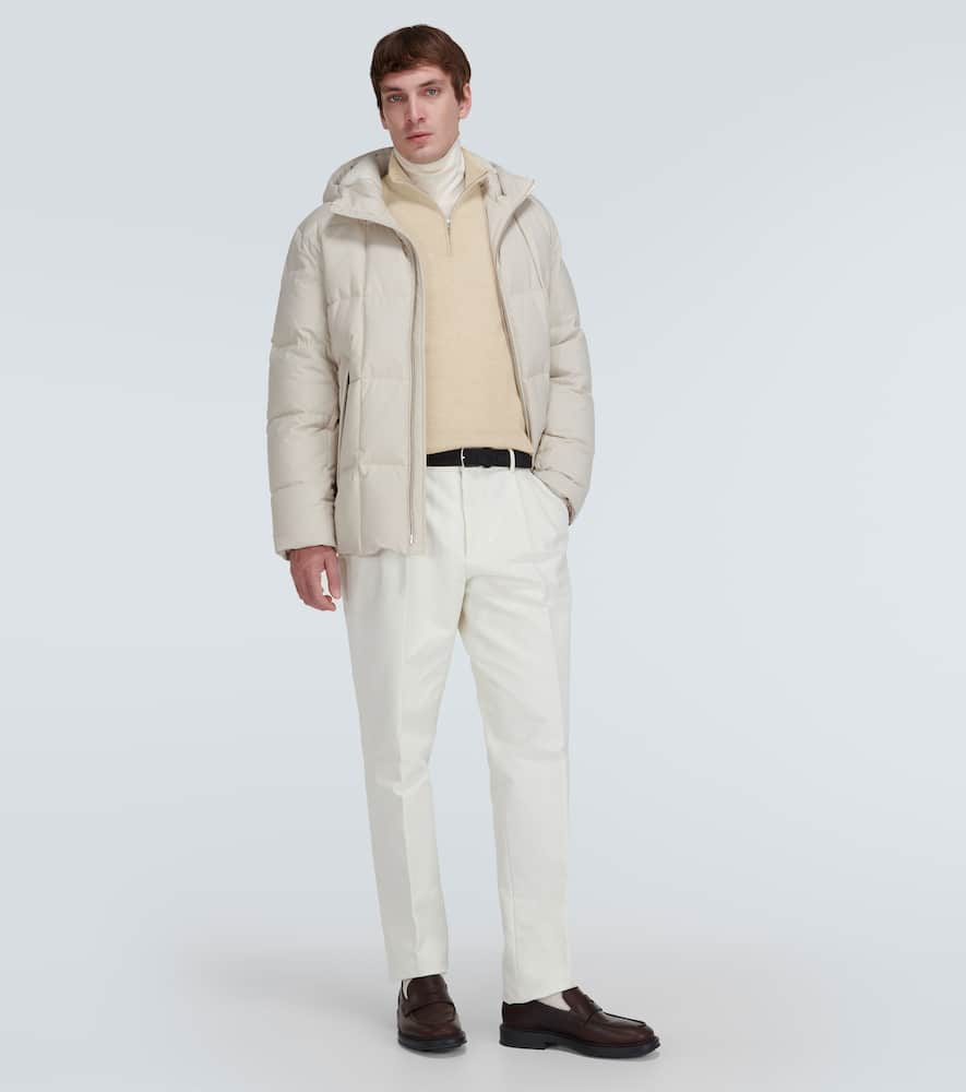 Loro Piana Slim-fit Cashmere Half-zip Sweater In Beige