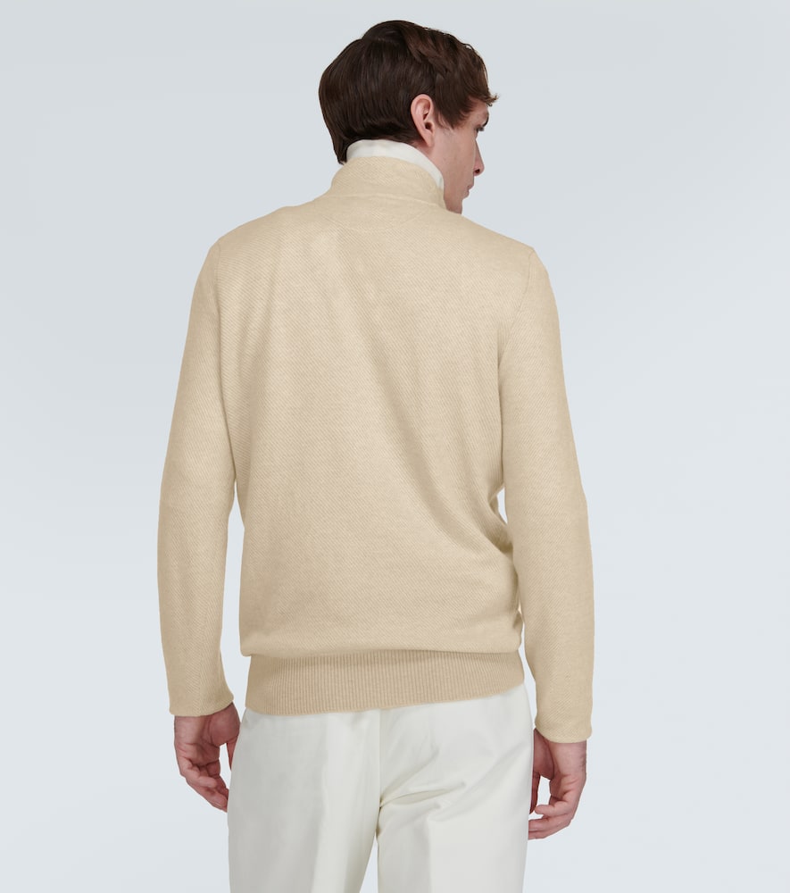 Shop Loro Piana Mezzocollo Roadster Cashmere Half-zip Sweater In Beige