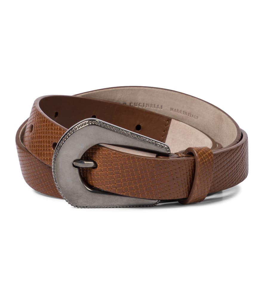Brunello Cucinelli Cracked-effect D-ring Belt In Brown