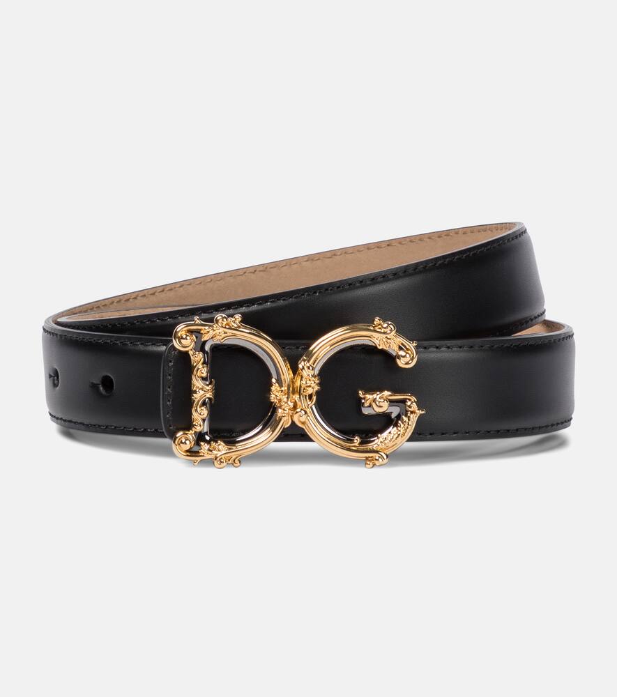 Dolce & Gabbana Baroque Dg Logo Leather Belt In Black