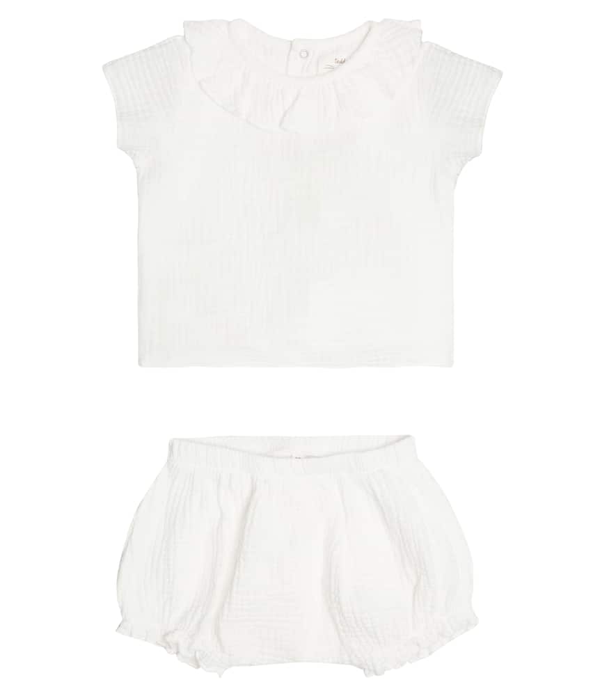 Il Gufo Baby cotton T-shirt and shorts set