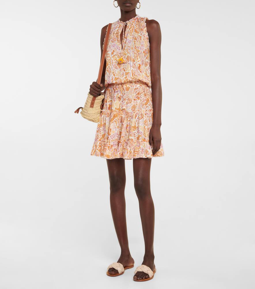 Poupette St Barth Clara Printed Minidress In Orange Chagal